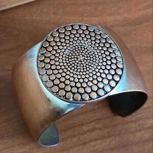 Chunky Copper Color Over Silver Tone Open Cuff Bracelet